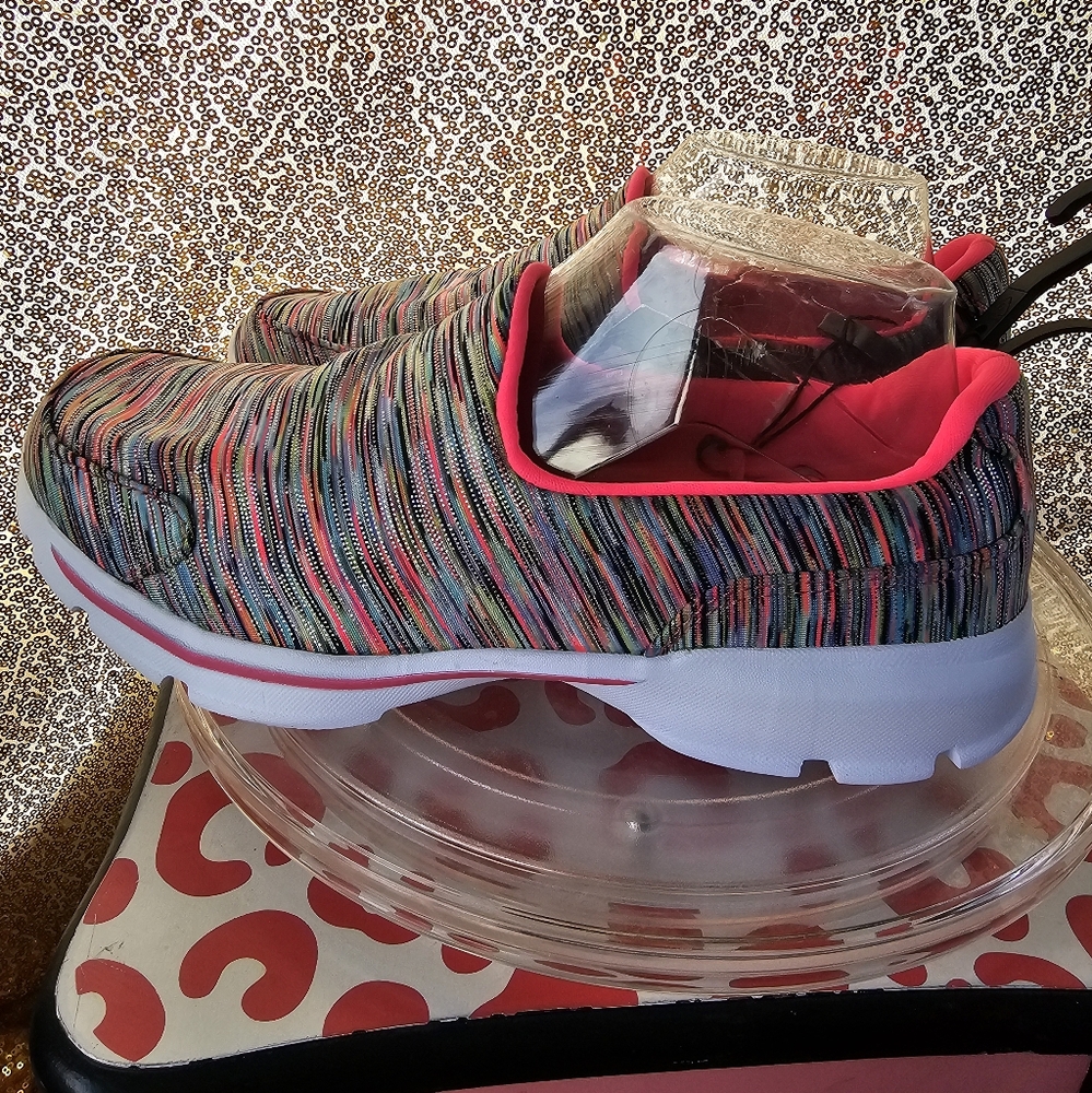 B AVIA Women Slip on Sneaker Shoes Multi Color Pink Black Blue Speckle Size 6 - Picture 5 of 10